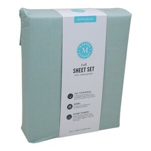 Martha Stewart Full Sheet Set 200 Thread Count Cotton Percale Green